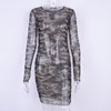 Sexy Women Camo Long Sleeve Straight Dress Ladies Bodycon Party Night Club Perspective Camouflage Dress Clothes Women039s Cloth2377885