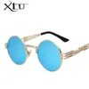Steampunk Sunglasses Hommes Femmes Metal Wrapyeglasses Round Shades Designer Sun Verres Miroir Haute Qualité UV400