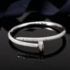 Wedding Bracelets Women Man 18k Gold Plated Cuff Bracelet Full Diamond Nail Bracelet Love Jewelry For Valentine's Day Gift