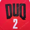 2022 New NCAA Duq Duquesne Jerseys 2 Maceo 오스틴 농구 유니폼 대학 붉은 크기 남성 청소년 성인 모두 스티치