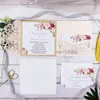 Romântico blush rosa Flor da primavera Glittery Laser Cut Pocket Wedding Invitation Kits, Free enviado por UPS