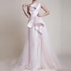 2020 Couture-Abend-formale Kleider One-Shoulder-Rüschen-Satin-Chic-Abschlussballkleid mit Rüschen, Tüll-Overskirts, Promi-Festzug-Kleid