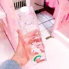 Einhorn-Milchflasche, transparente Milchtasse, niedlicher Cartoon-Regenbogen-Pferd, Kaffee-Wasser-Saft-Flasche, Einhorn-Milchflaschen, GGA1568