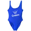 Queen Crown Letter Onepiece Swimsuit Fomen Women Sexy String Swim Suite un morceau de maillot de bain 2018 Femme Suit à saut Badpak Y200371008734