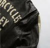 Giacca in pelle da motocicletta con cuciture a righe, colletto rialzato, popolare giacca in pelle vintage lavata in stile Harley