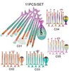 الماس حورية البحر فرش ماكياج مجموعات عينيه الوجه بودرة الأساس عيون الصغير الأسماك المكياج فرشاة كيت أدوات 9 نمط 10 إلى 21 قطع