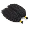 Brazilian Virgin Hair I Tip Human Hair Extensions 1g/s 100g Natural Black Color Kinky Curly Straight Keratin Stick 100% Huaman Hair