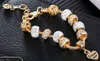 Fashion luxury designer cute lovely diy diamond crystal European beads love heart charms bracelet for woman girls 19cm