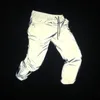 Men Joggers Reflective Pants Hip Hop Trousers Dance Knee Length Streetwear Haruku Light Shiny Night