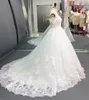 2019 av axeln Sequined Lace Appliques Ball Gown Wedding Dress Lace Up Corset Back Bridal Gowns Robes de Mariée