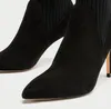 Горячая распродажа-Европейский и американский стиль Женские носки Patchwock обувь ботильоны острыми пальцами твердые высокие каблуки Женские туфли