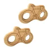 4pcs Natural Beech Wooden Bicycle shape Teether Baby Teether Toy Safe Newborn Kids Teething Toy Baby Shower Gift