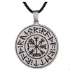 QQ7 Nordic Symbol Talisman Pendant Men Retro Nordic Viking Compass Double Necklace280c