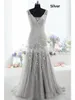 Actual Images Vintage Mother of the Bride Dresses Mermaid V Neck Applique Beads Tulle Corset Custom Mother Dress Formal Evening Gowns