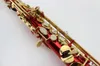 SUZUKI Red Copper Plated Soprano Straight Pipe Saxophone Gold Lacquer Key B Flat Sax Music Instrument Free Shipping With Mouthpiece