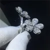 Handgemaakte grote bloem belofte ring 925 Sterling zilveren diamant engagement trouwband ringen voor vrouwen vinger sieraden