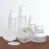 30ml 40ml 60ml 80ml 100ml Frosted Glass Cosmetic Bottle Cream Jar Refillable Empty Pump Bottles Lotion Spray Cosmetics Sample Storage Containers