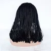 Box Braided Wigs Bob Lace Front Wig for Women Natural Black Glueless Short Bob Braided Lace Wig Middle Part Half hand Tied