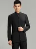 Costumes pour hommes Blazers Noir tunique pour hommes taille personnalisée Zhongshan fit body casual robe formelle costume de mariage d'affaires