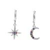 2019 cadeaux de fête des mères boucles d'oreilles pendantes Starburst pave arc-en-ciel cz MOON nord STAR conception géométrique magnifiques bijoux de charme d'or