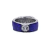 Europe and the United States retro S925 sterling silver ring men's blue Enamel tiger head ring ladies tiger head couple ring 230V