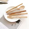 Natural Bambus- und Bambus -Geschirr -Sets Reise Bastler -Kit -Messer -Gabel Löffel Stroh und Reinigung des Büros für Bürger Büro Mittagessen Cutlery Sets mit 3089031