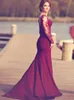 Bordo En Dantel Uzun Kollu backless Mermaid Ucuz Uzun artı boyutu gelinlik modelleri Görüntüler Güney Afrika 2019 Yeni Seksi onur elbise hizmetçi