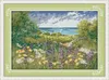 Peinture de décor à la maison de paysage de bord de mer de chemin de falaise, ensembles de couture de broderie de point de croix faits à la main comptés impression sur toile DMC 14CT / 11CT