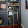 6FT16FT Rustikaler schwarzer Stahl-Schiebeleiter für Bibliothek und Büro, Hardware-Schienenset, Rollensatz, keine Leiter5478879