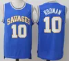 Dennis Rodman Oklahoma Savages Jersey NCAA College Jerseys Basketball Mens Color Blue White Green Andel University Uniforms