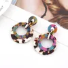 Boucles d'oreilles rondes multicolores en acrylique pour femmes et filles, motif géométrique en granit, boucles d'oreilles pendantes, bijoux de fête, vente en gros