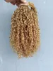 Brazilian Human Virgin Remy curly Ponytail Hair Extensions Dark Blonde 27# Color 100g One Set weaving