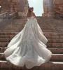 Superbes robes De mariée ligne A col bijou manches longues Appliques Tulle grande taille robe De mariée balayage Train Robes De Mari￩e