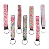 Impressão floral Chaveiro Mergulho material Moda de Nova Keychain longa faixa Leopard Lanyard Chaveiro girassol Neoprene Eco-friendly Pendant