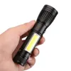 Mini LED-zaklamp T6 Tactische zaklamp met Side COB Licht Krachtige Camping Torch Lamp USB-oplaadbare zaklamp met 18650 batterij