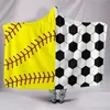 Baseball Football Hooded Blanket Sports Ball Sherpa Towel Softball Blankets Soccer Couch Throw Keep Warm Cape