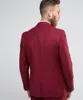 Red Slim Fit Groom Tuxedos Notch Lapel Center Vent Groomsmen Mężczyzna Suknie ślubne Doskonały mężczyzna garnitur (kurtka + spodnie + kamizelka)