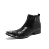 Man orygine zimowe mężczyzn marki marki projektantki kostki formalne sukienki skórzane buty zip motocykl krótkie buty czarne 759 s