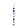 Silverfärg Sju Färg Sten Chakra Halsband Pendants Yoga Reiki Healing Balansering 7 Chakra Halsband Kvinnor Present