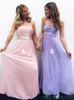 2019 Ucuz Straplez Gelinlik Modelleri Şifon Dantelli Kat Uzunluk Uzun Hizmetçi Onur Kıyafeti Custom Made Plaj Düğün Konuk Partisi Elbise