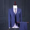 Abito scozzese Damier Check Abito da cerimonia uomo plaid Blazer per smoking sposo Groomsman 2 bottoni Giacca da sposa + pantaloni + gilet