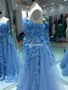 2019 Foto reali Blu Fiori fatti a mano Prom Dress Sexy Sweetheart Tulle Abito da festa senza schienale senza maniche Custom Made Plus Size