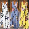 2020 Fashion Summer Sundress Women Long Maxi Vestidos Floral Printed Bohemian Dress Ladies Casual Pockets Long Tunic Robe hotsell