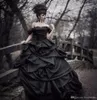 Vintage Gothique Noir Robe De Bal En Dentelle Robes De Mariée Hors Épaule Volants Drapé À Volants Jupe De Luxe Plus La Taille Robe De Mariée Robes De Mariée