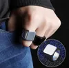 fashion square big width signet rings fashion man finger silver gold black men ring stainless steel jewelry
