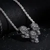 Stainless Steel Three Skull Pendant Necklace For Men HiphopRock Fashion Personalized Metal Male Trendy Jewelry76636683213029