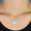 Collana con ciondolo a catena Forma rotonda geometrica pavimentata 5A Cubic Zirconia Arcobaleno Cz Eye Gioielli turchi fortunati da donna