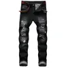 New Men Casual jeans denim Vintage Ripped Distressed jeans Bleached Pencil pants Elastic Vintage Mid Waist high quality