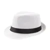 Unisex Trilby Gangster Cap Beach Sun Słomiany Hat Band Sunhat