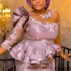 Élégant nigérian sirène robes de soirée grande taille 2020 pure manches longues dentelle appliques perlée robe de soirée formelle fête bal G240F